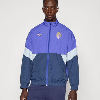 Giacca Pre Partita Calcio Mizuno As Monaco Pre-Match Retro Woven Blu 2025/2026