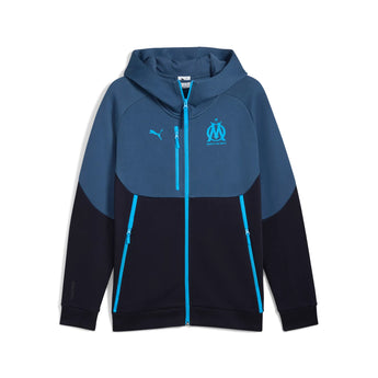 Felpa Calcio Puma PUMATECH FZ Full Zip Hoodie OM Olympique Marseille Blu 2025/2026